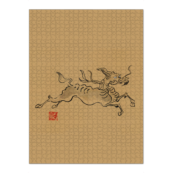 Puzzle Ravensburger "Kirin auf braunem Papier" artboxONE - Tiere - Japan,Sumie,Kirin,Mythologie - Bild japan