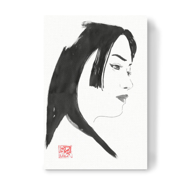 Leinwandbild "Arbeitende Frau" artboxONE - Schwarzweiß,Reise / Asien - Frau,Sumie,Japan,Geisha