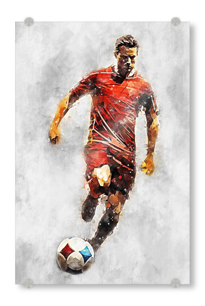 Acrylglasbild "Football Color Grey E (matart)" artboxONE - Sport / Fußball - Football,Footballer,Soccer,Player,Ball,Team,Sport,Colorful,Watercolor