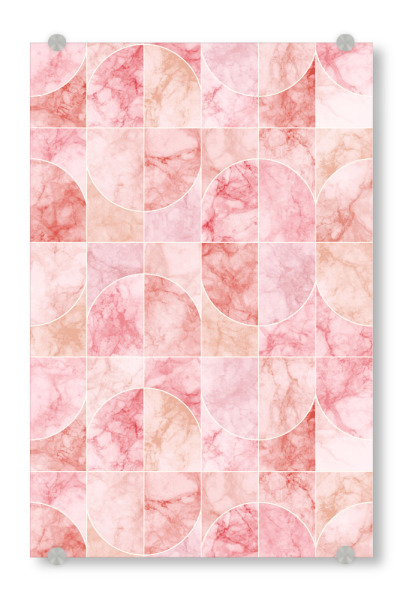 Acrylglasbild "Marmorierte Geofliesen rötlich" artboxONE - Geometrie,Marmor