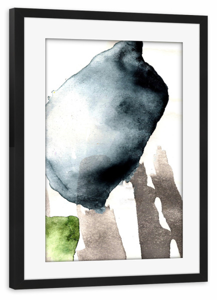 Poster mit Rahmen schwarz "Zippo" artboxONE - Abstrakt - Aquarell,Tinte,Abstrakt,Malerei,Blau