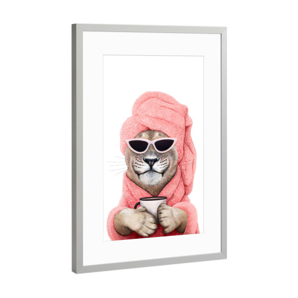 Poster mit Rahmen Silber "Löwin Latte" artboxONE - Natur,Tiere,Fashion,Für Mama,Lustig