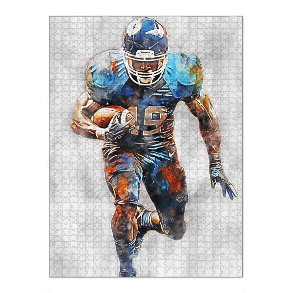 Puzzle Ravensburger "AF Color Grey E (matart)" artboxONE - Sport - American football,American,Football,Player,Ball,Team,Sport,Colorful,Watercolor