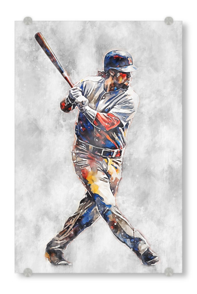 Acrylglasbild "Baseball Color Grey B (matart)" artboxONE - Sport - Baseball,Mlb,Major league baseball,Ball,Mannschaft,Sport,Bunt,Aquarell