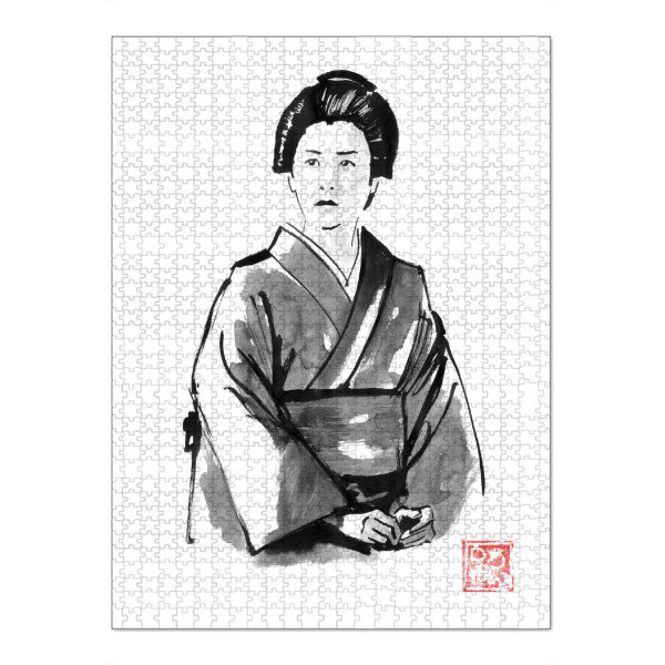 Puzzle Ravensburger "Geisha-Gespräch" artboxONE - Schwarzweiß,Reise / Asien - Sumie,Japan,Geisha,Kimono - Bild sumie