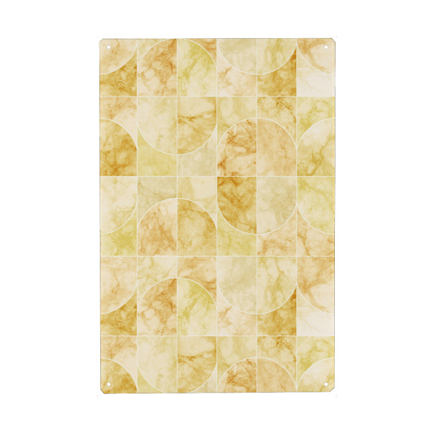 Holzbild "Marmorierte Geo-Fliesen gelblich" artboxONE - Geometrie,Marmor