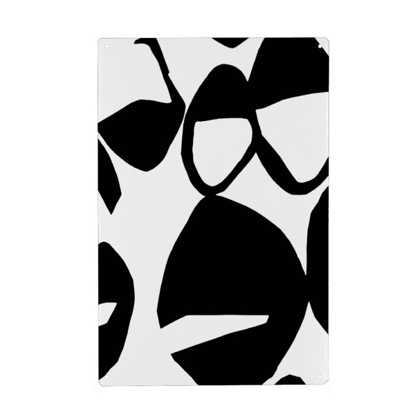 Metall Poster "Baleio" artboxONE - Abstrakt - Abstrakt,Collage,Papier,Acryl,Schwarz und weiß - Blechschild