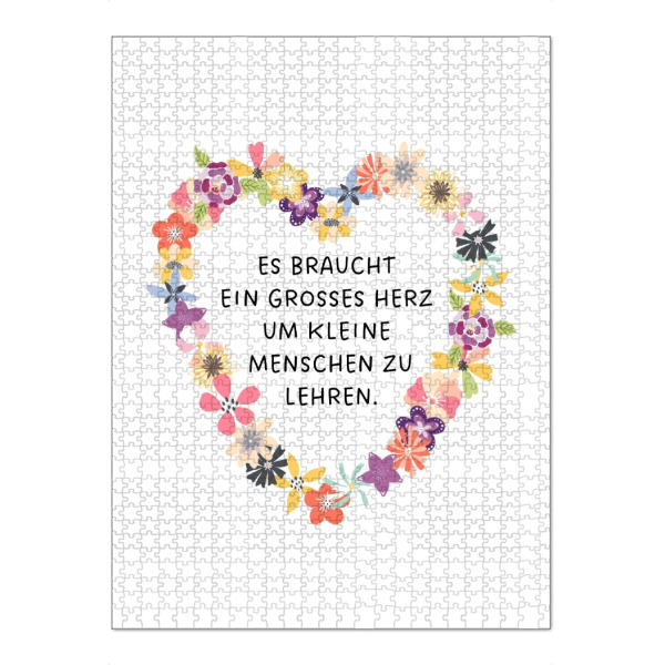 Puzzle Ravensburger "Großes Herz - Lehrerin/Erzieherin" artboxONE - Typografie,Floral,Lehrersprüche