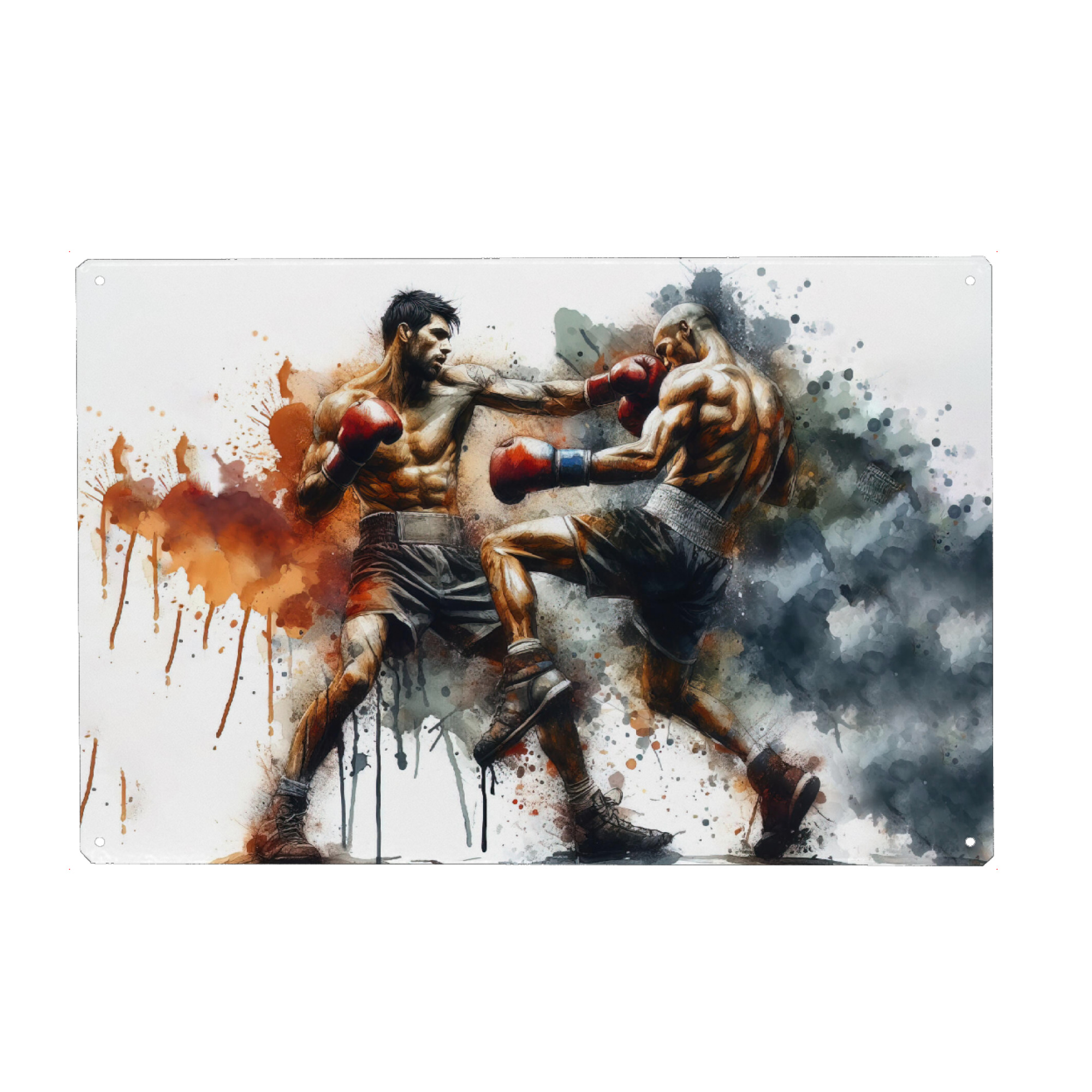 Holzbild "Boxer in Aquarell AC" artboxONE - Sport - Sport,Sportler,Aquarell,Aktion,Kampfkunst,Boxen,Boxer,Bunt,Kampf