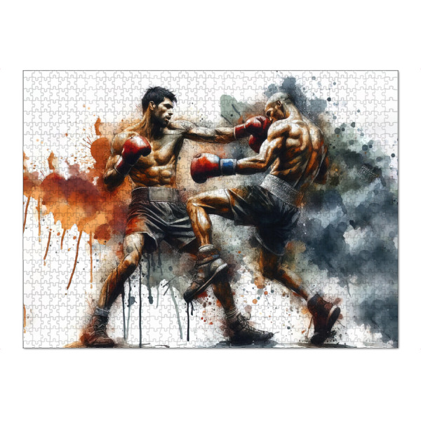 Puzzle Ravensburger "Boxer in Aquarell AC" artboxONE - Sport - Sport,Sportler,Aquarell,Aktion,Kampfkunst,Boxen,Boxer,Bunt,Kampf - Bild sport