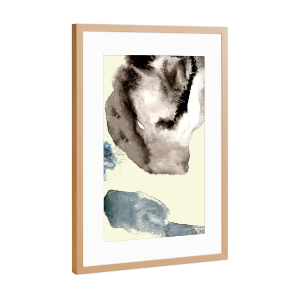 Poster mit Rahmen Kupfer "Blauer Punkt" artboxONE - Abstrakt - Aquarell,Abstrakt,Blau,Aquarell