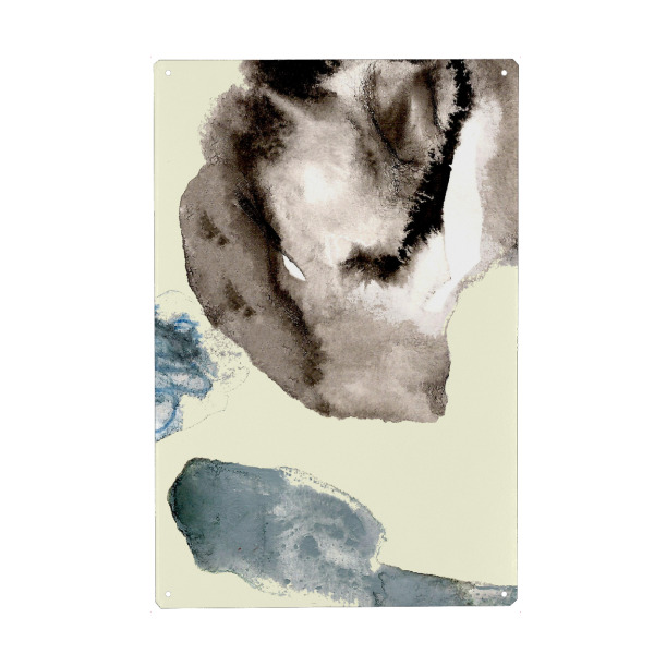 Metall Poster "Blauer Punkt" artboxONE - Abstrakt - Aquarell,Abstrakt,Blau,Aquarell - Blechschild