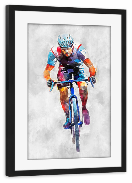 Poster mit Rahmen schwarz "Cycling Color Grey A (matart)" artboxONE - Sport