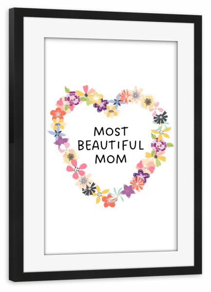 Poster mit Rahmen schwarz "Allerschönste Mama Blumenherz" artboxONE - Floral,Liebe,Für Mama