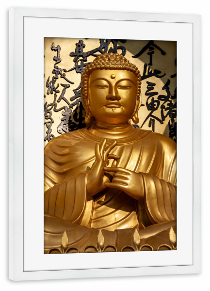 Poster mit Rahmen weiß "Goldener Buddha" artboxONE - Architektur,Reise / Asien - Buddha,Golden,Gold,Buddhismus,Religion,Asien,Statue,Buddha statue