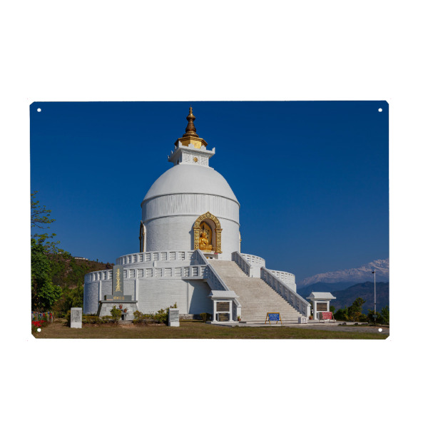 Holzbild "Welt Friedens Pagode in Pokhara" artboxONE - Architektur,Reise / Asien - Pagode,Stupa,World peace pagode,Nepal,Pokhara,Tempel,Buddhismus