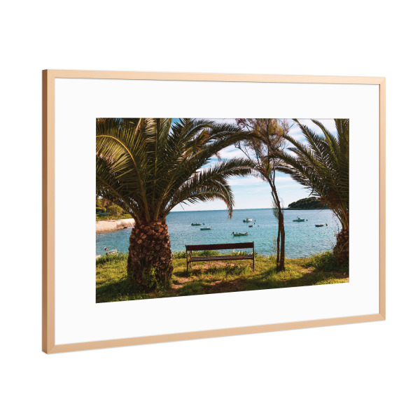 Poster mit Rahmen Kupfer "Of Palms And Ocean - Croatia" artboxONE - Natur,Reise,Reise / Strand und Meer