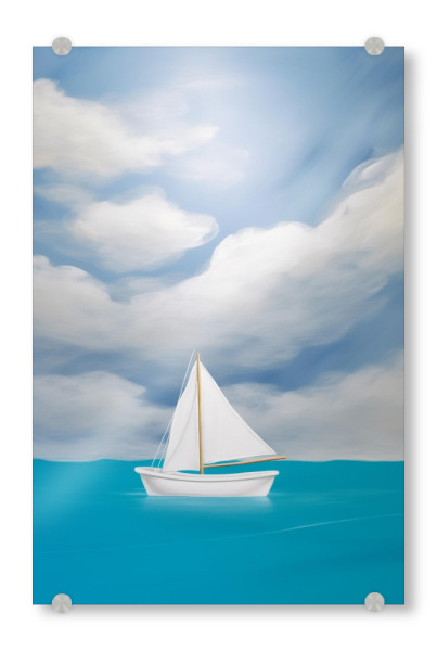 Acrylglasbild "Weißes Segelboot" artboxONE - Natur,Reise / Strand und Meer