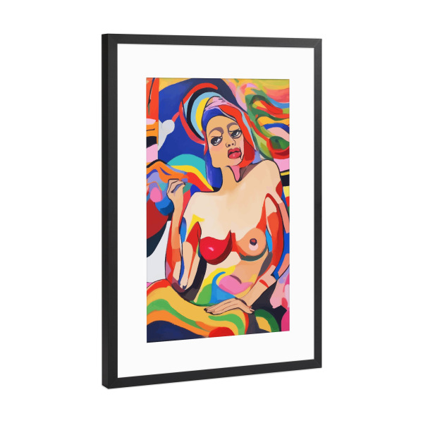 Poster mit Rahmen Schwarz (Metallic) "Die Feministin" artboxONE - Abstrakt,Menschen