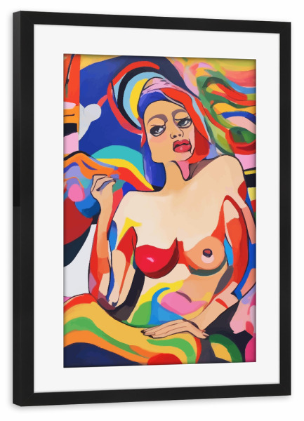 Poster mit Rahmen schwarz "Die Feministin" artboxONE - Abstrakt,Menschen