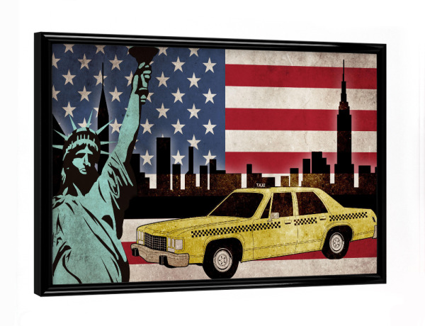 Poster mit schwarzem Rahmen "NYC Yellow Cab" artboxONE - Städte / New York,Reise,Automobile,Reise / Länder