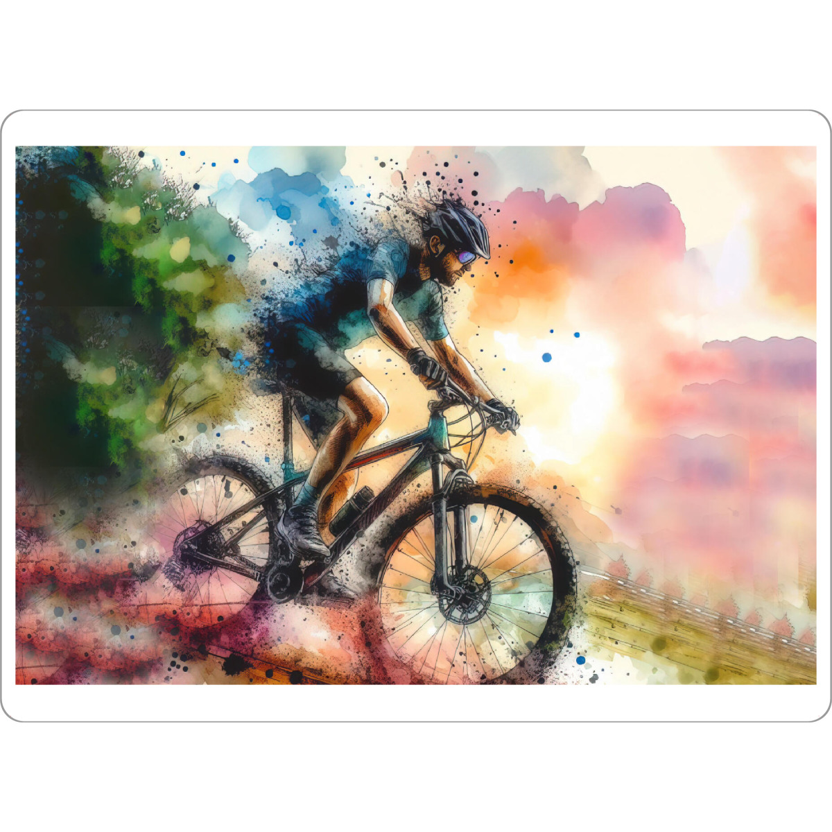 Tischset "Radfahrer Läufer F" artboxONE - Sport,Sport / Motivation - Radfahrer,Rennen,Radfahren,Fahrrad,Bunt,Aquarell,Tour de france,Spritzer,Farbe