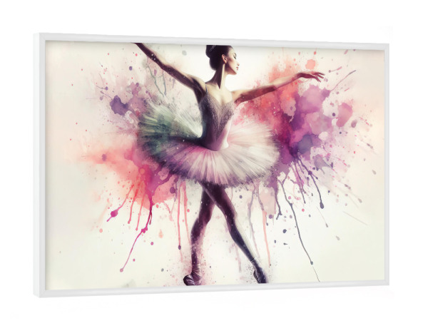 Poster mit weißem Rahmen "Balletttänzer in Aquarell" artboxONE - Musik - Klassischer tanz,Klassisch,Ballerina,Ballett,Tanz,Aquarell,Farbe,Sport,Frau