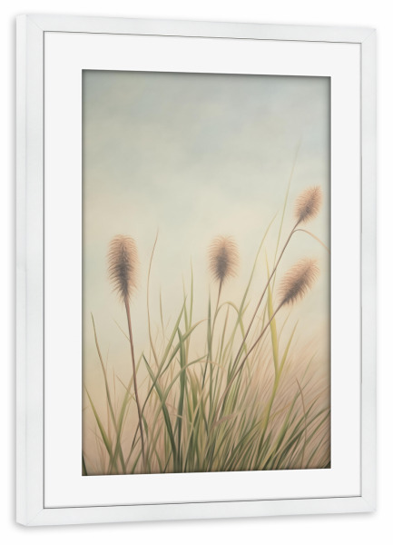 Poster mit Rahmen weiß "Wilde pastell Gräser" artboxONE - Natur,Floral