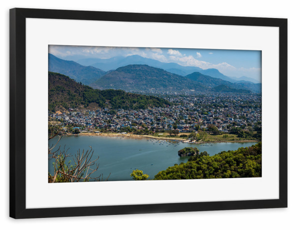 Poster mit Rahmen schwarz "Pokhara in Nepal" artboxONE - Natur,Architektur,Reise / Asien