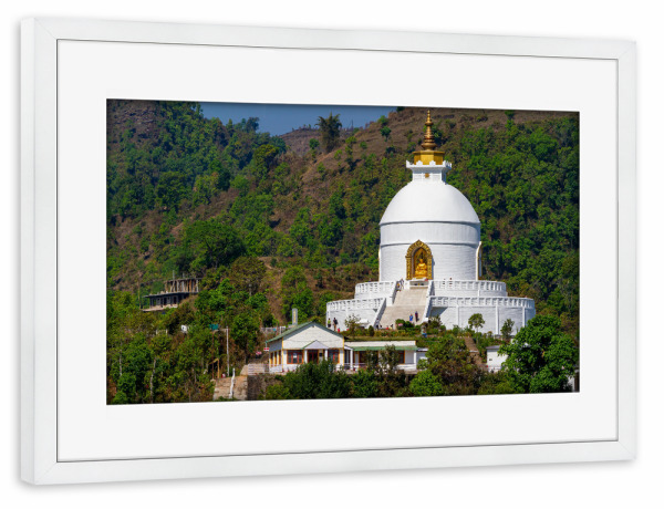 Poster mit Rahmen weiß "Welt Friedens Pagode" artboxONE - Architektur,Reise / Asien
