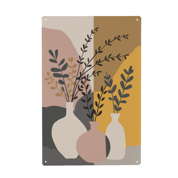 Holzbild "Abstract Florals In Vases" artboxONE - Floral,Abstrakt - Abstract,Abstrakt,Floral,Flowers,Scandinavian,Colorful,Flower vase