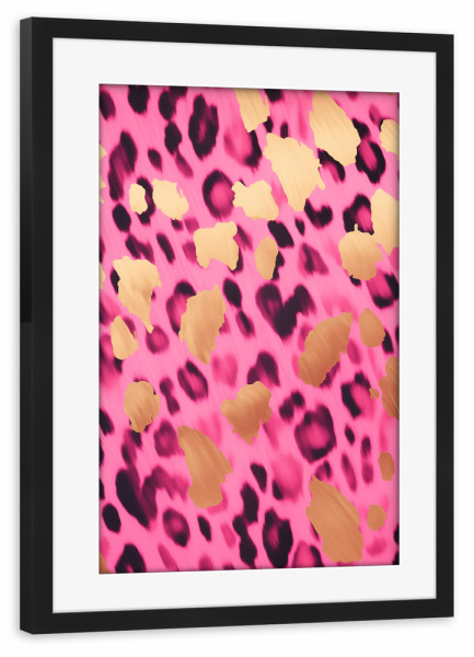 Poster mit Rahmen schwarz "Goldener Leoparden Muster" artboxONE - Tiere,Abstrakt