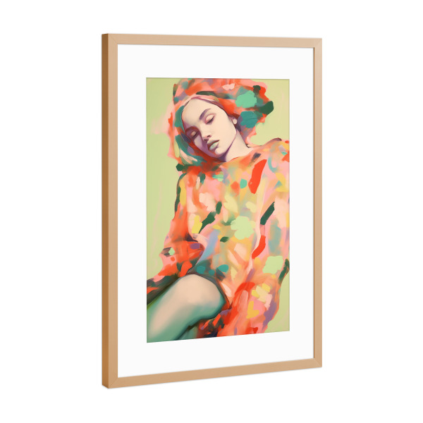 Poster mit Rahmen Kupfer "Confetti Woman" artboxONE - Abstrakt,Menschen,Fashion