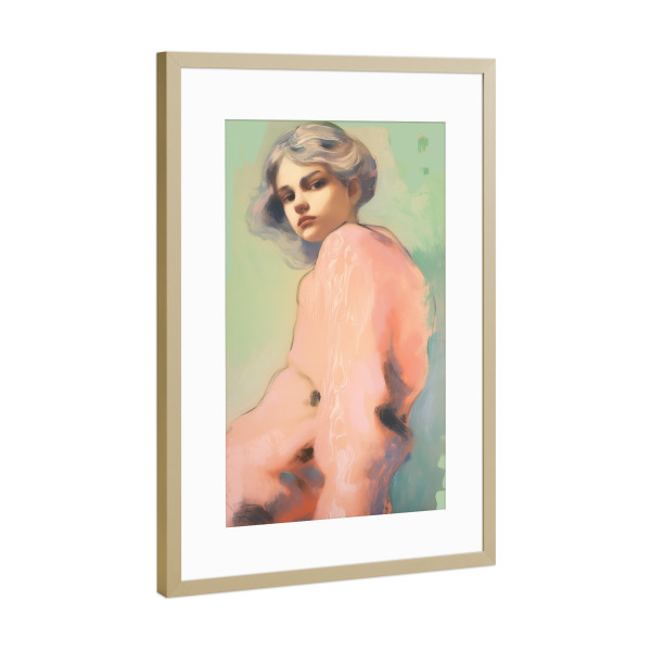 Poster mit Rahmen Gold "Mädchen Romantik" artboxONE - Abstrakt,Menschen,Fashion