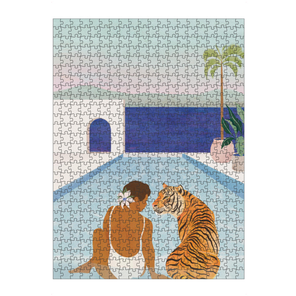 artboxONE Puzzle "Macht mit Blick auf den Ozean" artboxONE - Natur,Reise / Strand und Meer - Sommer,Reiseposter,Wandkunst,Tiger,Frau