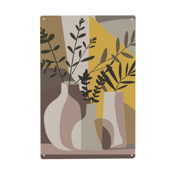 Metall Poster "Three Vases" artboxONE - Floral,Abstrakt - Abstrakt,Abstract,Floral,Flowers,Modern,Scandinavian,Colorful - Blechschild