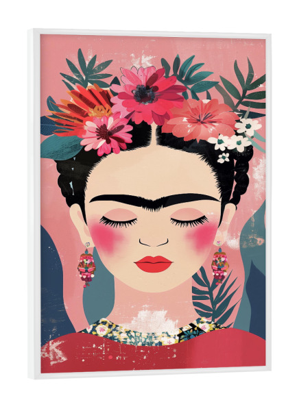 Poster mit weißem Rahmen "Fridas Blütenzauber" artboxONE - Natur,Floral,Menschen