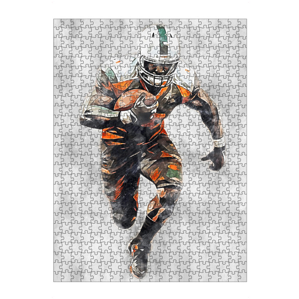 Puzzle Ravensburger "AF Color Grey F (matart)" artboxONE - Sport - American football,American,Football,Player,Ball,Team,Sport,Colorful,Watercolor
