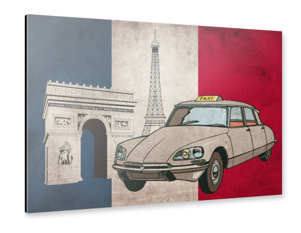 Alu-Dibond "Paris Taxi" 30x20 cm artboxONE
