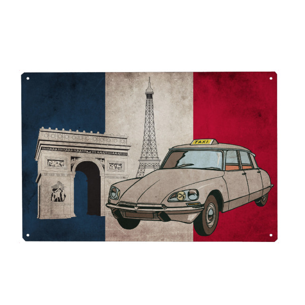 Holzbild "Paris Taxi" artboxONE - Reise,Architektur,Städte / Paris,Automobile,Reise / Länder