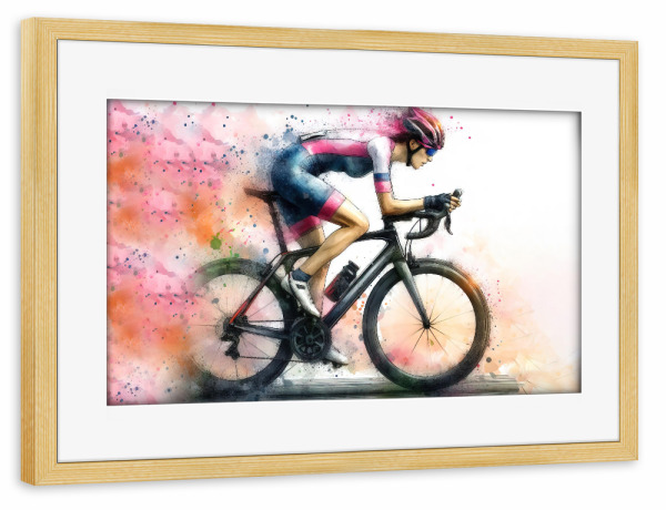 Poster mit Rahmen kiefer "Radfahrer-Läufer" artboxONE - Sport,Sport / Motivation