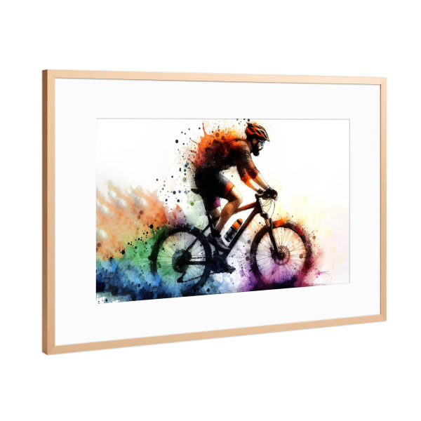 Poster mit Rahmen Kupfer "Radfahrer Läufer E" artboxONE - Sport,Sport / Motivation
