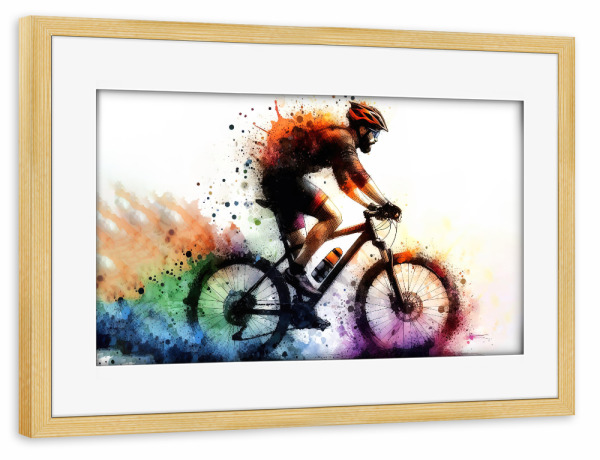 Poster mit Rahmen kiefer "Radfahrer Läufer E" artboxONE - Sport,Sport / Motivation