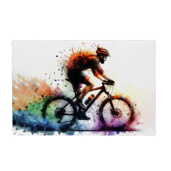 Metall Poster "Radfahrer Läufer E" artboxONE - Sport,Sport / Motivation