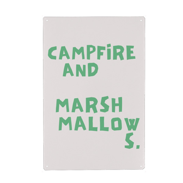 Metall Poster "Lagerfeuer und Marshmallows" artboxONE - Typografie,Für Kinder,Essen & Trinken,Lustig