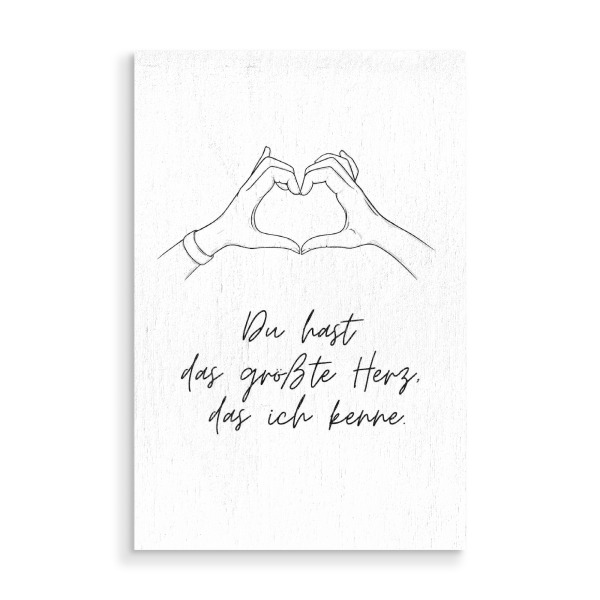 Holzbild "Du hast das größte Herz" artboxONE - Typografie,Liebe,Für Mama,Für Papa