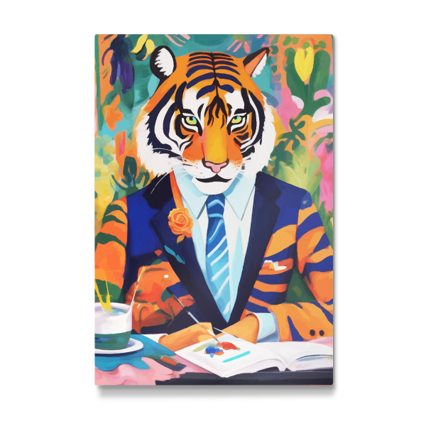 Galerie-Print "Bunter Tiger im Anzug" 30x20 cm artboxONE