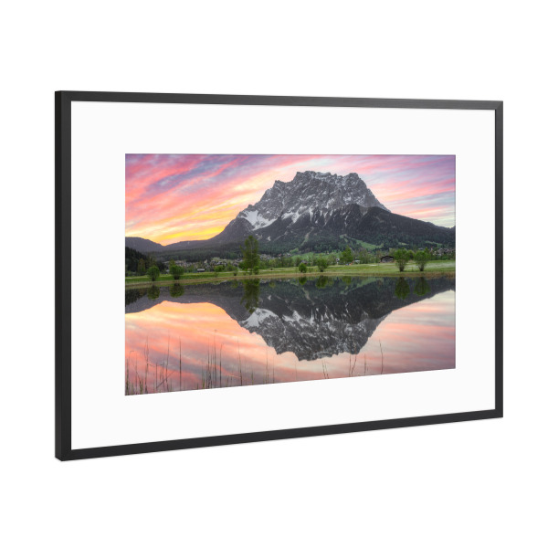 Poster mit Rahmen Schwarz (Metallic) "Die Tiroler Seite der Zugspitze" artboxONE - Natur,Reise,Reise / Länder