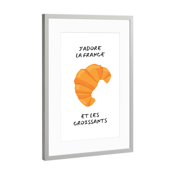 Poster mit Rahmen Silber "J ́adore la france" artboxONE - Typografie,Essen & Trinken,Liebe,Reise / Länder