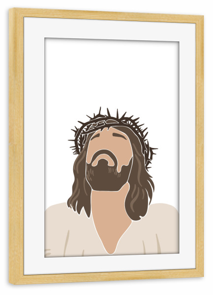 Poster mit Rahmen kiefer "Jesus mit Dornenkrone" artboxONE - Menschen